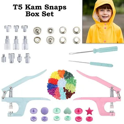 T5 KAM Snap Plastic Button Popper Fastener Studs Metal Eyelet Tool Kit Craft DIY • £20.49