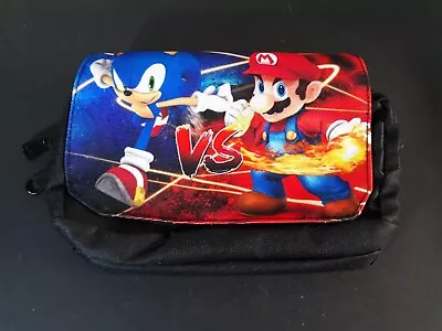 Sonic The Hedgehog Vs. Mario Zipper Pouch Pencil Case Makeup Bag • $19.99