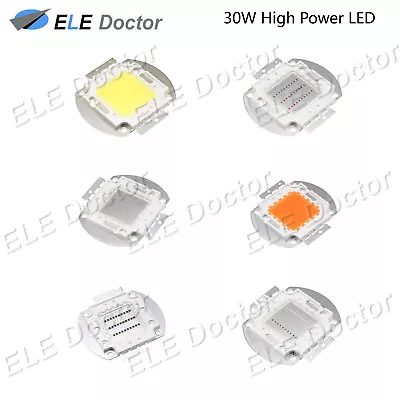$72.99 • Buy 30W Watts High Power SMD LED COB Chip Lights Beads White Red Blue UV Lamp Board