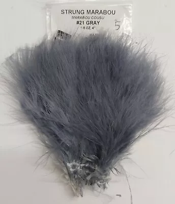 Lot Of 1/8oz   MARABOU    4 Long  Color: GRAY   WOOLY BUGGER Feathers  • $2.91