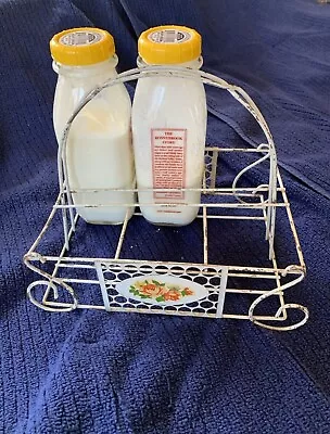 Milk Bottle Carrier Metal Wire Shabby Chic Rustic Farmhouse Vintage • $36.99