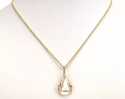 14K Yellow Gold Mabe Pearl Enhancer Rope Chain 18  Long Necklace  • $448