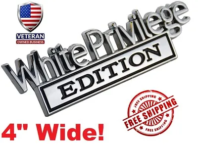 CHROME&BLACK White Privilege Card Edition METAL Badge Emblem Car Sticker Decal • $9.74