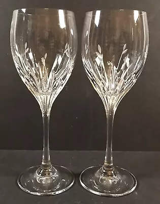 2 Nachtmann Fleurie Water Goblet Glasses 8 Oz. Discontinued Polished & Gray Cut • $40