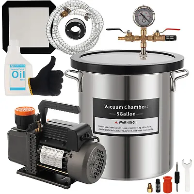 5 Gallon Vacuum Chamber And 3.5CFM Single Stage Pump Degassing Chamber Kit • $135.90