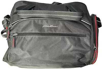 Eddie Bauer Messenger Diaper Baby Bag GreyRed Many Pockets And Zip  • $40