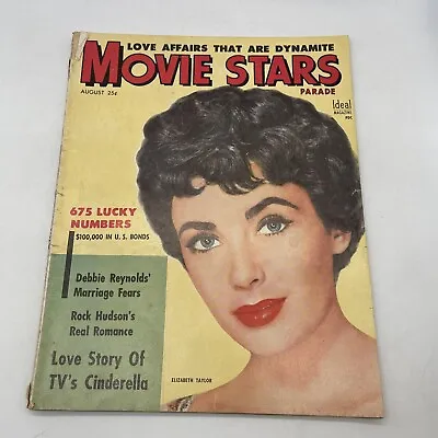 MOVIE STARS PARADE August 1954 Liz ￼Taylor Debbie Reynolds Rock Hudson • $7.80