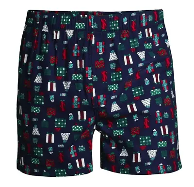 Lands End Flannel Boxer Shorts Navy W/ Christmas Presents Underwear Size XL NWT • $14
