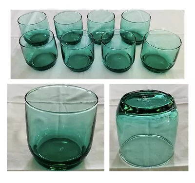 VINTAGE Anchor Hocking Whiskey Glasses 8 Oz. GREEN 8-Piece Set • $36.88