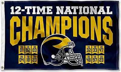 Michigan Team University Wolverines 2023 And 12x Time National Banners Indoor • $26.99
