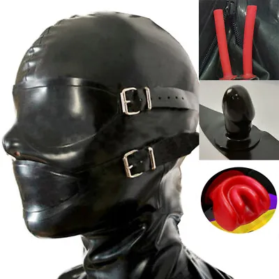 Latex Rubber Hood With Removable Eyes And Mouth Mask Open Eyes Mouth Back Zipper • $93