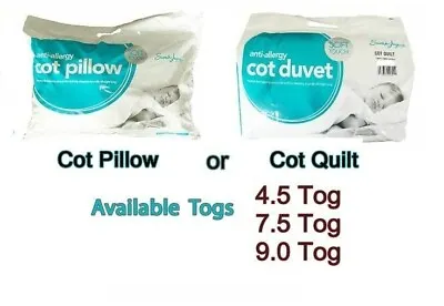 Anti-Allergic Toddler Baby Nursery Cot Bed Duvet Quilt 4.57.59 TOG Or Pillow • £7.99