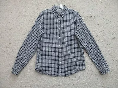 J Crew Button Up Shirt Large Adult Blue Slim Fit Gingham Check Long Sleeve Mens • $12.75