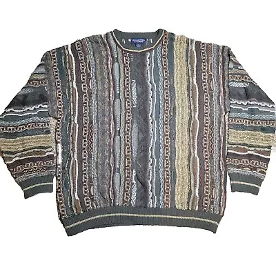 Vintage Roundtree And Yorke Coogi Style 3D Knit Biggie Smalls Sweater Size XXL • $69.99