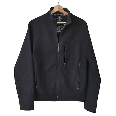 Sherpa Mens Jacket Small Gray Black Wool Blend Fleece Full Zip Warm Adventure • $35.99