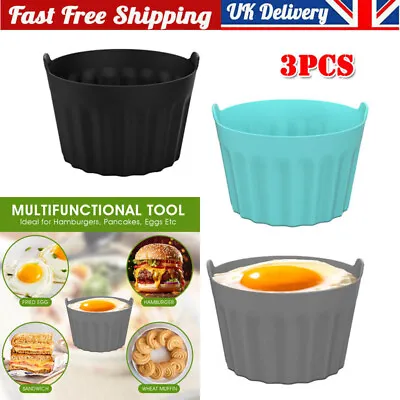 3/9PACK Reusable Silicone Ramekins For Air Fryer Egg Mould Large Muffin CasesUK • £5.22