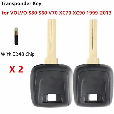2X For VOLVO S80 S60 V70 XC70 XC90 1999-13 Uncut Transponder Key With ID48 Chip • $12.50