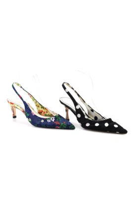 $34.99 • Buy Zara Woman Womens Pointed Toe Slingbacks Pumps Black White Blue Size 37 7