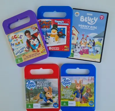 Kids DVD Bundle X 6 Peter Rabbit Bluey Giggle And Hoot Timmy Time • $25.95