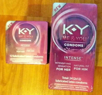 Lot Of 2 K-Y Me&You Intense Ultra Thin Latex Condoms- Water Based 24ct + 12 Ct • $29.99