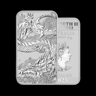 1oz Silver Rectangular Dragon 2023 9999Ag Bullion Coin Bar Chinese New Year • $59.95