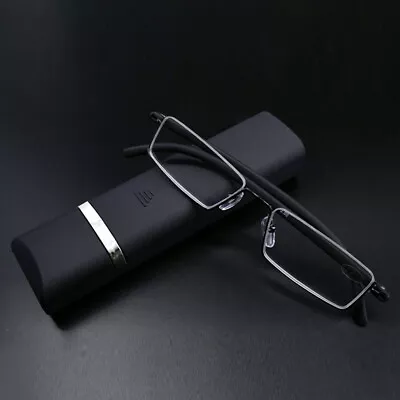 Classic Rimless Compact Reading Glasses Readers Travel Slim Design With Cases + • $6.55