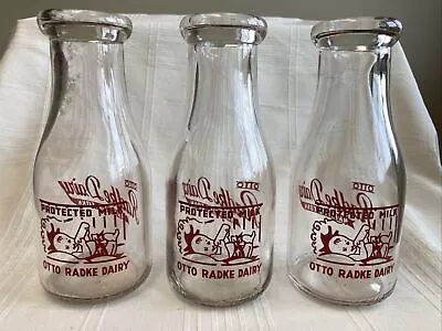 Lot Of 3 Vintage Pint Milk Bottles Otto Radke Dairy Bristol Connecticut Bottle • $29.99
