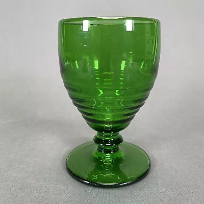 Vintage Paden City Penny Line Green Footed Tumbler Glass 5  Ring Design 1930's • $14.99