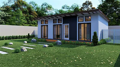 Custom Modern House Plans 3 Bedroom & 2 Bathroom With CAD & PDF File • $29.99