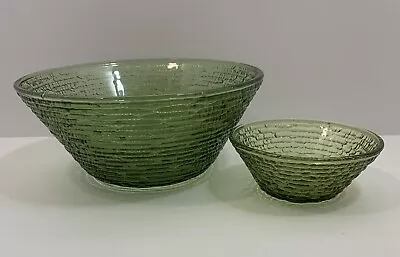 Vintage Mid-Century Mod Anchor Hocking Soreno Avocado Green Glass Chip & Dip Set • $21.99