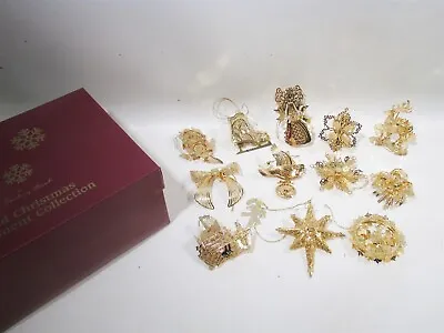 2011 Danbury Mint Gold Filigree Set 12 + 1 Christmas Ornaments W Box • $99.99