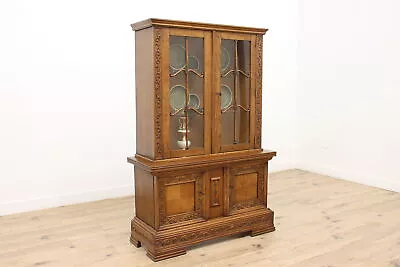 Scandinavian Antique Oak China Or Curio Display Cabinet #45160 • $1355