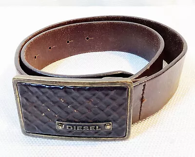 Diesel Men's Logo Belt Brown Gunmetal Buckle Made In ITALY Sz 32 / 80 • $27.77