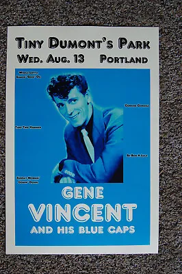 Gene Vincent And The Blue Caps 1958 Concert Poster Portland Tiny Dumonts Park-- • $4.25