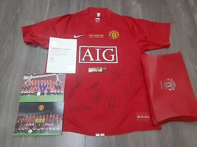 Manchester United 2008 Jersey Shirt Signed Ferdinand Evra Park Fletcher Photo • $1