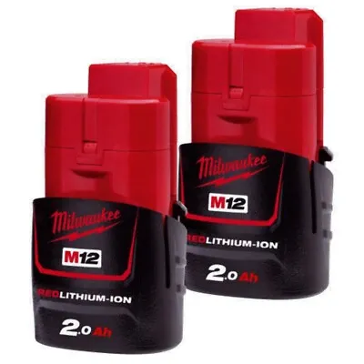 £50.39 • Buy Milwaukee M12B2 12V 2.0Ah Batteries - Pack Of Two