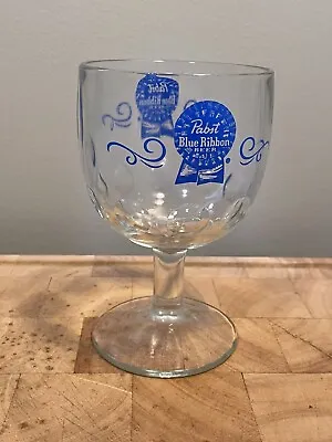 Vintage PABST BLUE RIBBON Beer Mug - PBR Logo Thumbprint Glasses 1970's • $9.95