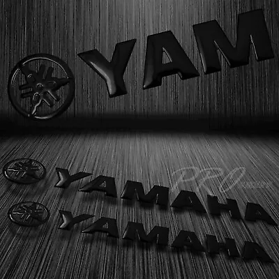 2x 5.75 X 1  3D ABS Emblem Decal Logo+Letter Polished Sticker For Yamaha Black • $9.78
