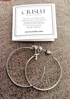 Vintage Crislu 925 Gold Plated Hoop And CZ Pierced Earrings • $89.50