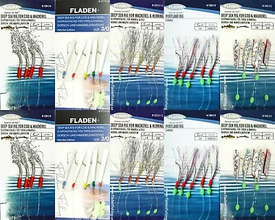 10 Fladen Silver & White Rigs Mackerel Feathers Lures Cod Sea Fishing Traces • £12.95