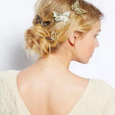 Elegant Butterfly Hairpins Moving Flying Girls Gold Silver Hair Clip Barrettes Ḿ • $1.19