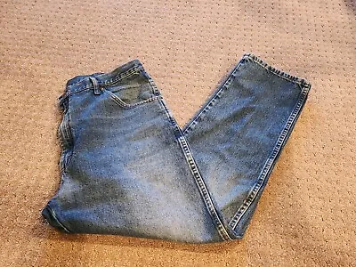 Mens Wrangler Rugged Wear Blue Jeans Denim Straight Leg Pants Casual 40x30 • $7.99