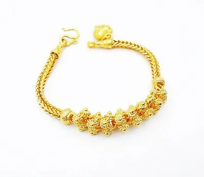$29.49 • Buy Flower 22K 24K THAI BAHT YELLOW GOLD GP  Bracelet Bangle Jewelry Women 7 Inch