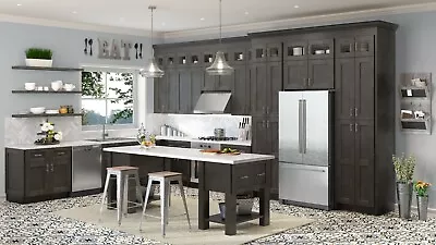 RTA Wood 10X10 Modern Shaker Cinder Kitchen Cabinets Gray Lifetime Warranty • $4599.99