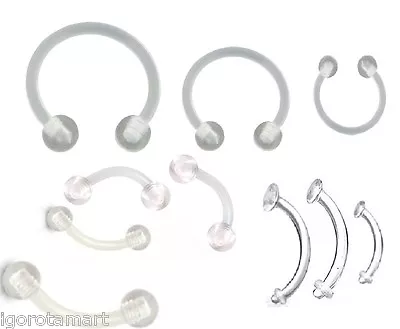 £4.99 • Buy 4X Flexible Bioflex PTFE Horseshoe Barbell Curved Bar Retainer Piercing Jewelry