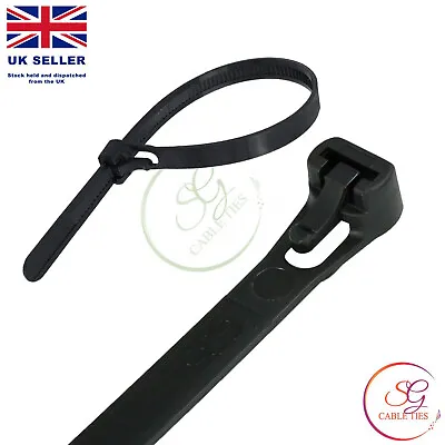 £2.49 • Buy Releasable /Reusable Cable Ties Black Nylon Zip Tie Wraps Choose Size & Qty