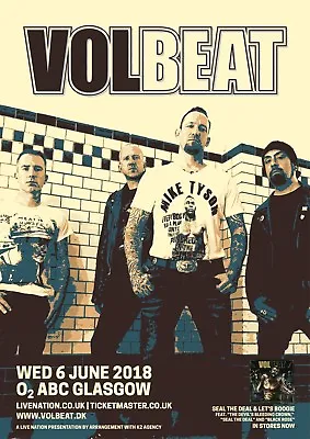 VOLBEAT 2018 GLASGOW SCOTLAND CONCERT TOUR POSTER- Heavy Metal Hard Rock Music • $17.41