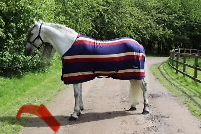 Rhinegold Elite Fleece Horse Rug Std Neck Burgundy Stripe 4’9” • £24.95