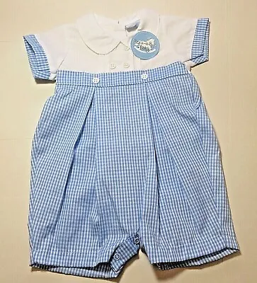 Baby Boy  Romper   Spanish Style  Blue  Check 0-3 M  3-6 M 6 - 9 M • £11.99