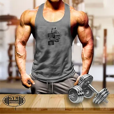 Rhino Bodybuilding Vest Gym Clothing Weight Training Workout Boxing Men Tank Top • £11.99